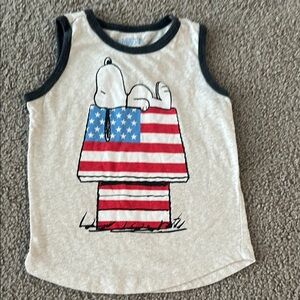 Peanuts Cream and Black Tank Top with Cartoon Design